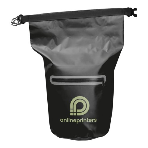 Borsa nera impermeabile con motivo e cerniera.