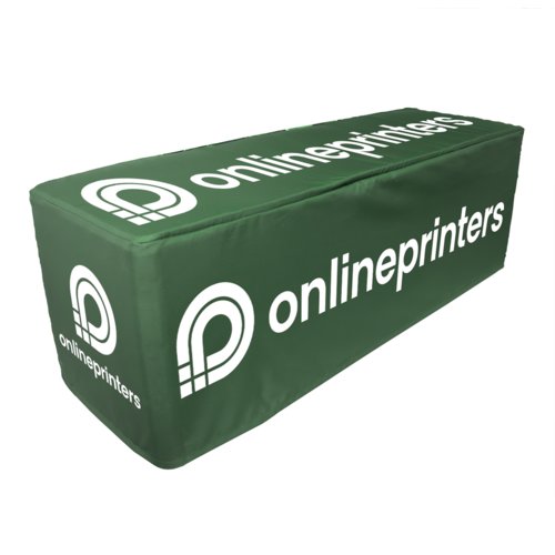 Cubo seduta in tessuto verde per tre persone.