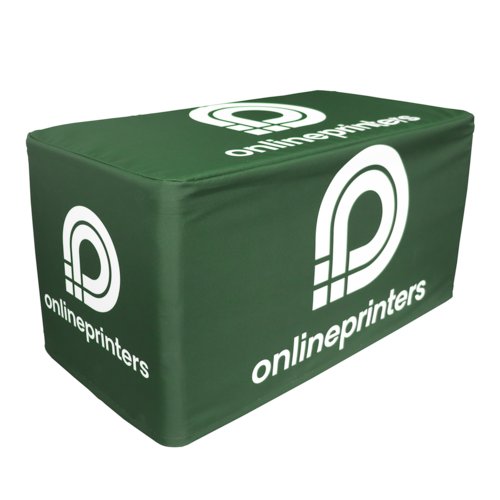 Cubo seduta in tessuto verde per due persone.