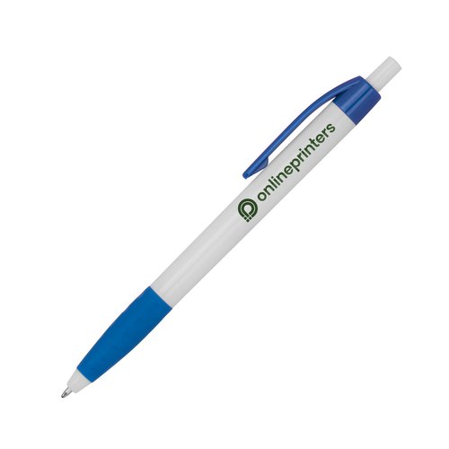 Penne a sfera blu in plastica con clip.