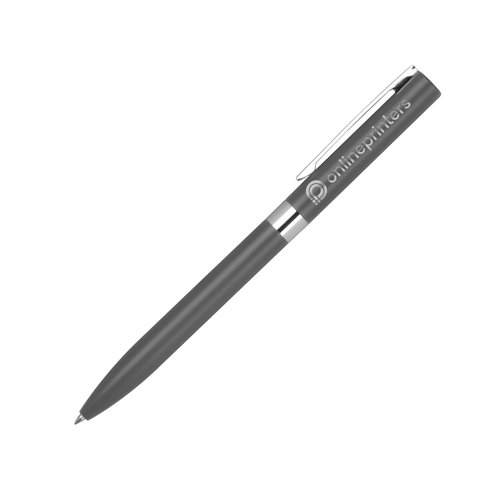 Penna gel antracite con clip e meccanismo a scatto.