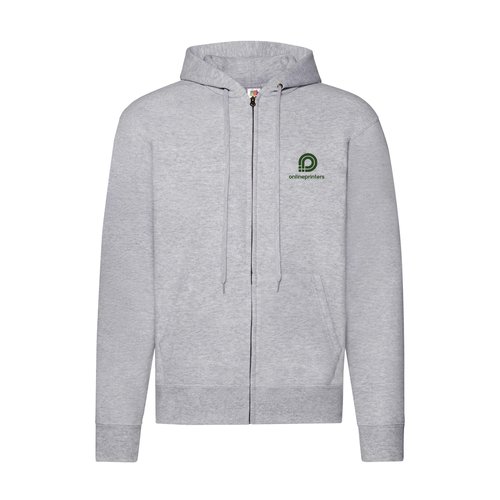 Giacca con cappuccio da uomo in misto cotone grigio mlange con zip integrale.