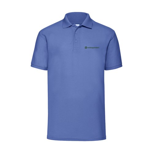 Polo blu mlange in misto poliestere-cotone con abbottonatura corta.