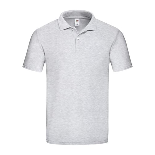 Polo in cotone grigio mlange con abbottonatura corta.