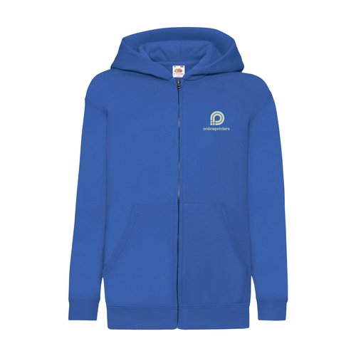 Giacca in felpa blu royal misto cotone con cappuccio e zip integrale.