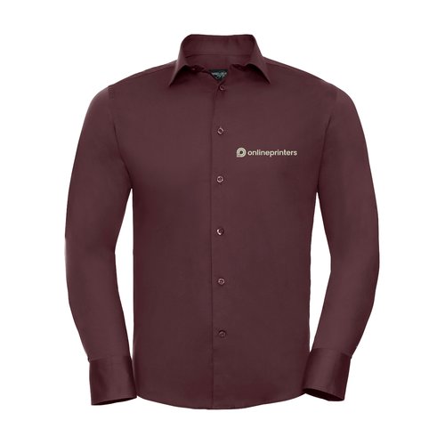 Camicia da uomo bordeaux in misto cotone a maniche lunghe.