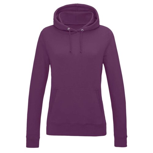 Felpa con cappuccio da donna viola in misto cotone con cappuccio e tasca a marsupio.