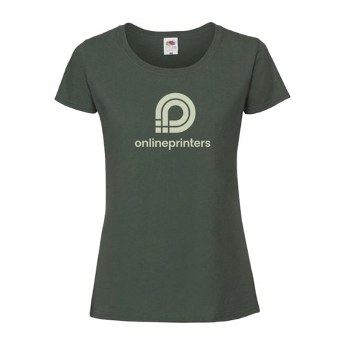 T-shirt da donna in cotone verde scuro con maniche corte.