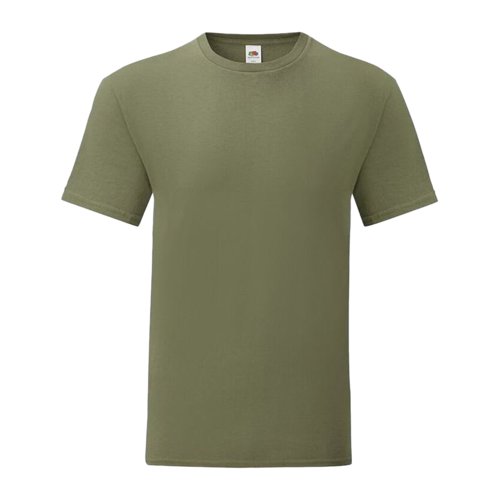 T-shirt verde oliva in cotone con maniche corte e collo rotondo.
