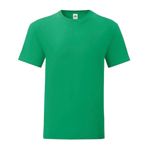 T-shirt verde in cotone con maniche corte e collo rotondo.