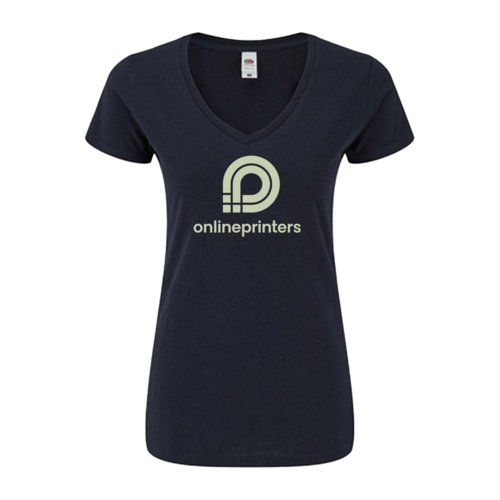 T-shirt da donna blu scuro con scollo a V.