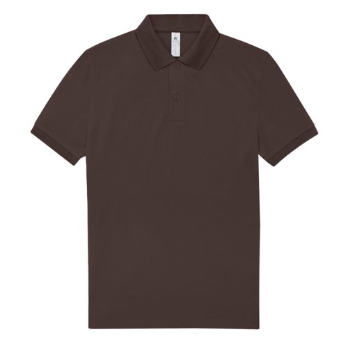 Polo in cotone marrone scuro da uomo con abbottonatura corta.