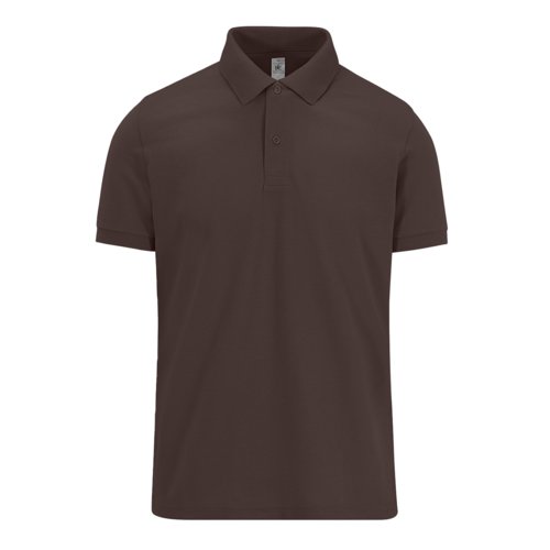 Polo in cotone marrone scuro da uomo con abbottonatura corta.
