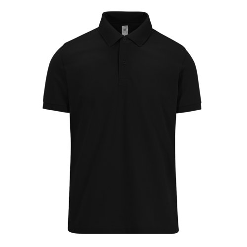 Polo nero in cotone da uomo con abbottonatura corta.
