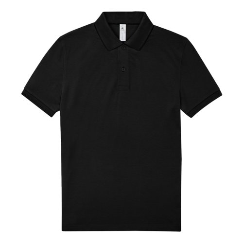 Polo in cotone nero da uomo con abbottonatura corta.