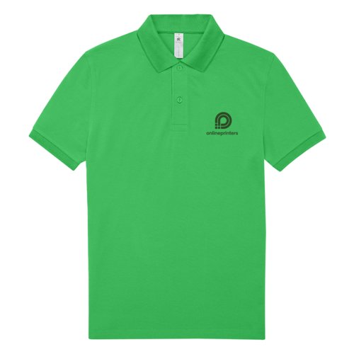 Polo verde in cotone da uomo con abbottonatura corta.