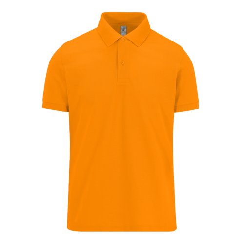 Polo arancione in cotone con maniche corte e abbottonatura.