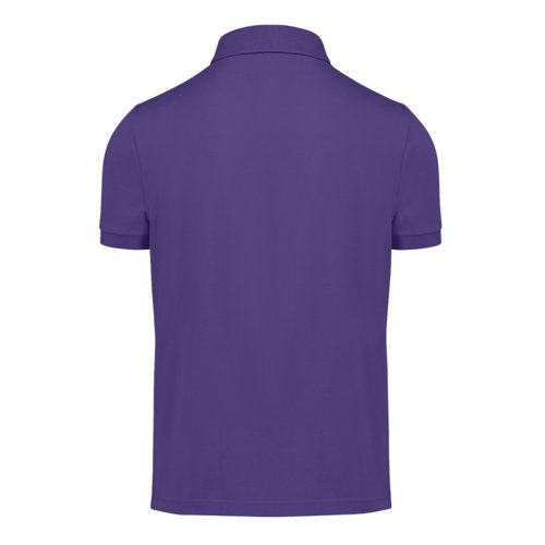 Polo in cotone viola da uomo con abbottonatura corta.