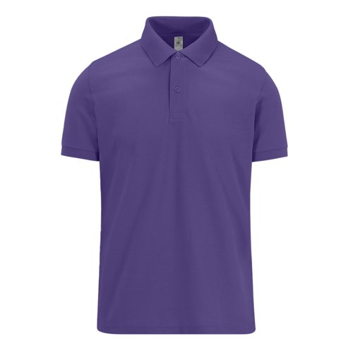 Polo in cotone viola da uomo con abbottonatura corta.