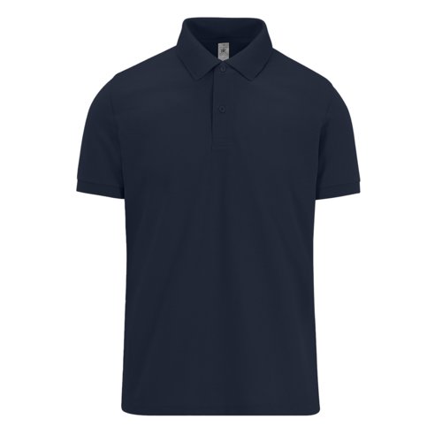 Polo in cotone blu navy da uomo con abbottonatura corta.