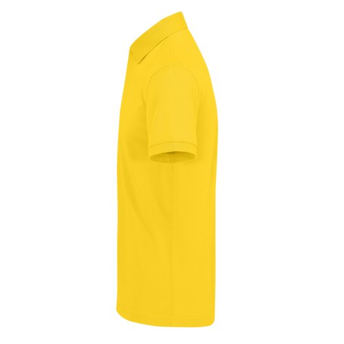 Polo giallo in misto cotone-poliestere riciclato, taglio classico.