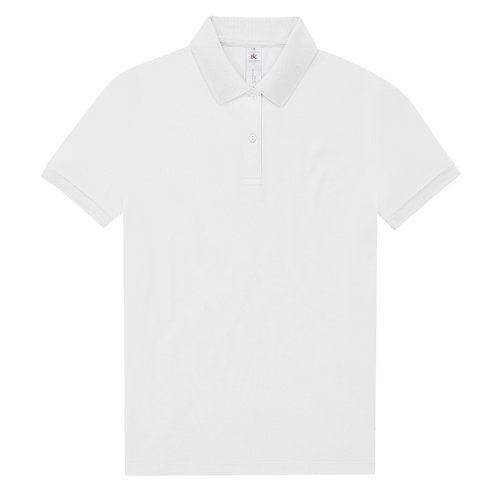 Polo bianco in cotone da donna con abbottonatura corta.