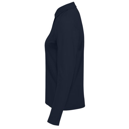 Polo da donna in cotone blu navy a maniche lunghe.