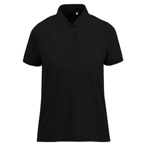 Polo nera in poliestere riciclato e cotone da donna.