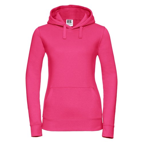 Felpa con cappuccio fucsia in cotone-poliestere con cappuccio e tasca a marsupio.