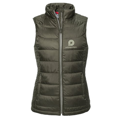 Gilet trapuntato verde da donna con zip integrale.