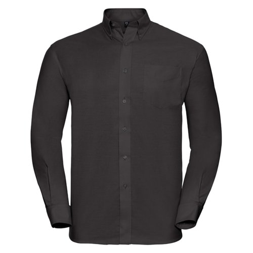 Camicia Oxford nera in misto cotone con maniche lunghe.