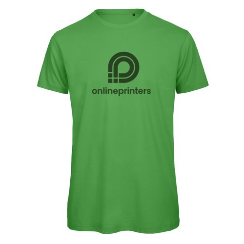 T-shirt in tessuto verde da uomo a maniche corte.