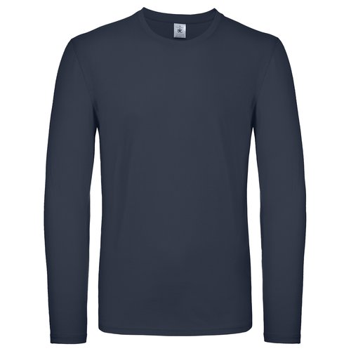 Maglietta a maniche lunghe in cotone blu navy da uomo.