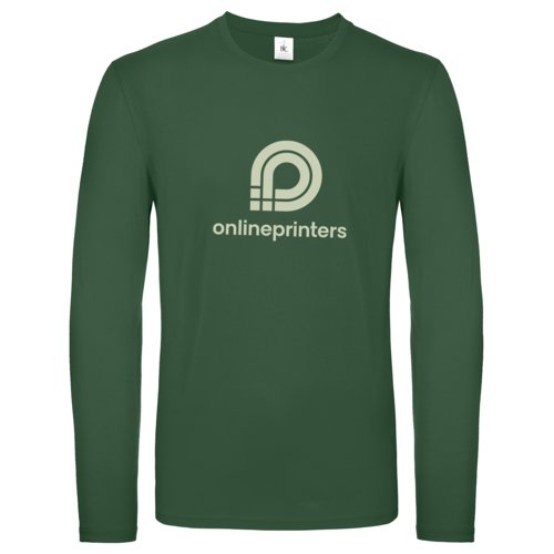 T-shirt verde in cotone a maniche lunghe da uomo con scollo rotondo.