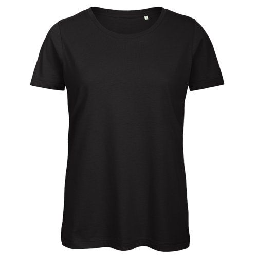T-shirt nera da donna in cotone a maniche corte.