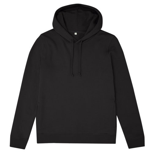 Felpa con cappuccio nera in misto cotone con coulisse, da donna.