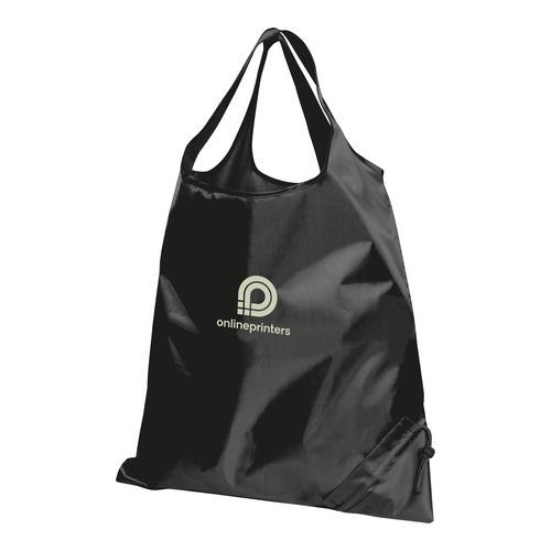 Borsa pieghevole nera con coulisse.