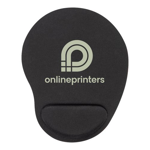 Tappetino per mouse nero con poggiapolsi per un utilizzo ergonomico.