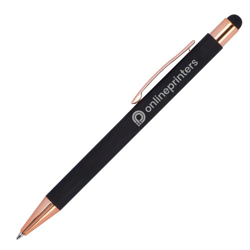 Penne a sfera nera con touch pen e clip.