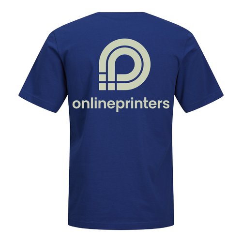 T-shirt blu scura in cotone biologico con maniche corte e taglio dritto.