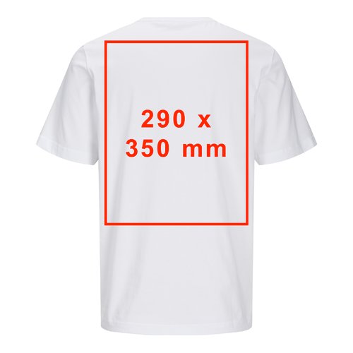 T-shirt bianca in cotone con maniche corte e collo rotondo, taglio unisex.