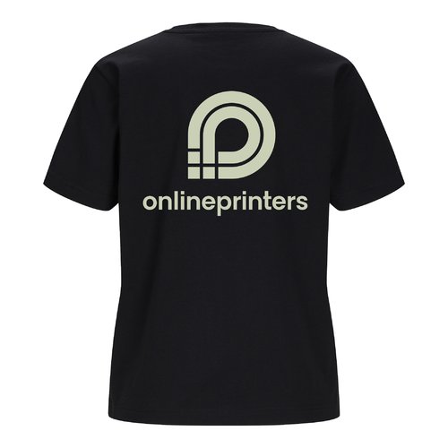 T-shirt nera da donna in cotone organico a maniche corte.