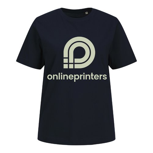 T-shirt da donna blu navy in cotone biologico a maniche corte.