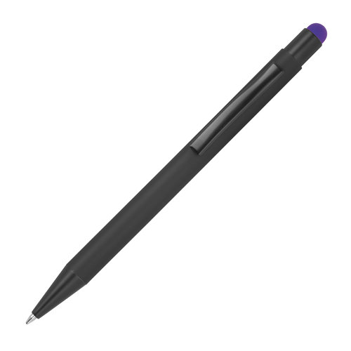 Penna a sfera in metallo viola con funzione touch e clip.
