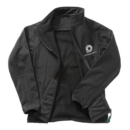 Giacca softshell nera in poliestere da donna con zip integrale.