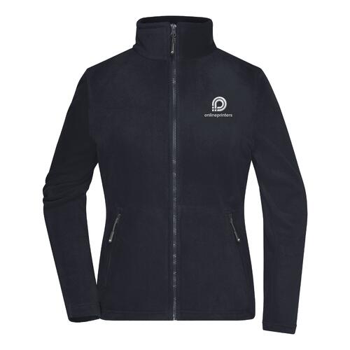 Giacca in pile di poliestere blu navy da donna con zip integrale.