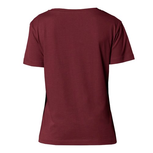 T-shirt da donna bordeaux in cotone organico a maniche corte.