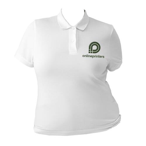 Polo bianco da donna in cotone biologico con abbottonatura corta.