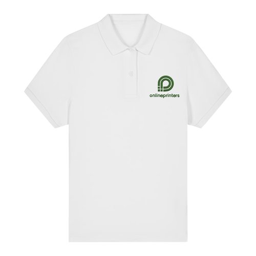 Polo da donna bianca in cotone biologico a maniche corte.