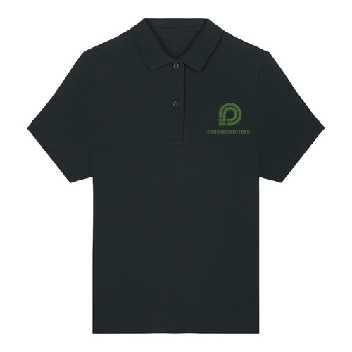 Polo da donna nero in cotone biologico a maniche corte.